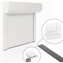 Kit Volet Roulant Ajustable en Aluminium - Montage Facile , Pour Fenêtre Porte-Fenêtre, Manuel Motorisé Solaire,(h100 x l80 cm, Blanc, Sangle)