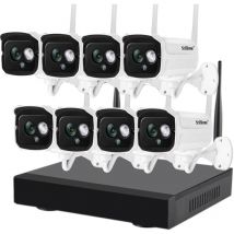Srihome - Kit wifi NVS001-8CH: video sorveglianza con audio e 4 canali in H265 a 2 Megapixel.