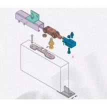 Kit Scorrevole per Anta - Portata Massima 80 kg - 2 Carrelli, 2 Staffe, 2 Bulloni, Guida Inferiore in Nylon - Koblenz