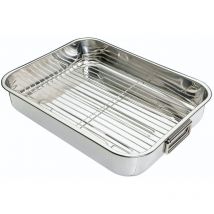 Kitchen Craft - de Rechteckiger Backofen mit Rost (Edelstahl), Farbe Silber