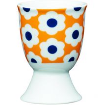 Kitchen Craft - Eierbecher, Retro-Blumen-Design de Design de Tupfen-Design, Porzellan, orange, 9 x 12 x 16 cm