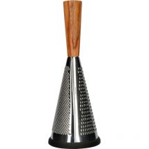 Kitchen Craft Großer konischer Behälter, Käsereibe de mit Griff de Holz, 5 x 5 x 13 Zoll, Edelstahl, Farbe Silber/Braun, 13 x 13 x 33 cm