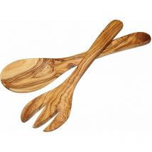 Kitchencraft - World of Flavours Posate per Insalata in Legno di Ulivo, Intagliate a Mano, 29 cm, Set da 2 Pezzi