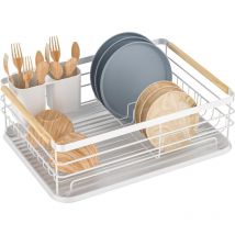Kitchen Dish Drainer, Over Sink Dish Drainer with Utensil Holder and Drip Tray, Kitchen Sink Drying Rack Tray, for 3-5 People Family
