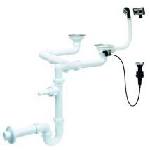 Aniplast - 115mm Double Kitchen Sink Drain P-Trap Link Dishwasher Input