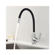 Kitchen Faucet, Memory Shape Curved Sink Mixer, Black Silicone Chrome Faucets, Kitchen Mixer, Arbitrary Bend, Rotatable 360°