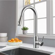 Suguword - Kitchen faucet with detachable shower,capable of rotating cold and hot water,solid brass,brushed nickel