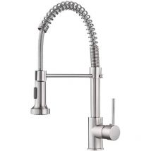 Kitchen Faucet with Pull-Down Sprayer Industrial 1 Handle 1-Hole or 3-Hole Faucet Stainless Steel Brushed Nickel