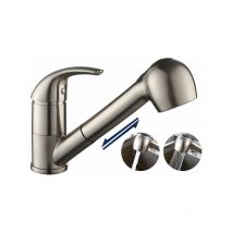 Mumu - Kitchen faucet with pull-out shower kitchen mixer tap 2 jet types to choose from Brushed sink mixer tap