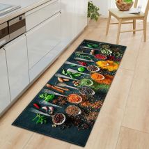 Kitchen Mat, Tableware and Spices, 60 x 180 cm, Front, Washable, Non-Slip, Comfortable, Bath Mat, Doormat, Kitchen Floor Mat