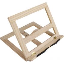 ZVD - Kitchen Recipe Book Reading Stand, Book Holder with 2 Metal Page Holders, Foldable and Adjustable Wooden Book and Shelf Rest, Ideal for iPad or