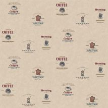 LTC - Kitchen Recipes Coffee Cafe Beige Wallpaper Vintage Scrapbook Paste The Wall