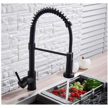 Kitchen sink mixer tap black brass faucet single faucet swivel pull-out spout