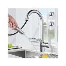 Kitchen Sink Mixer Tap with Pull Out Sprayer with Storage Shelf,2 Spray Modes Pull Out Kitchen Taps, 360 Swivel Hot and Cold Tap for Kitchen,Kitchen