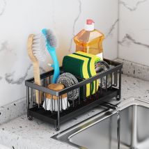 Alwaysh - Kitchen Sink Organizer,Stainless Steel Kitchen Sponge Storage with Automatic Drain Tray,Kitchen Storage Box