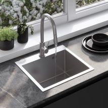 Kitchen sink REA leo 50 brush nickel + kitchen faucet fresh nickle