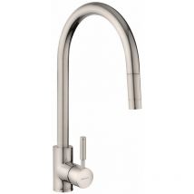 Rangemaster - Kitchen Sink Tap Single Lever Mono Pull Out Spray Mixer Brushed Swivel Spout - Silver