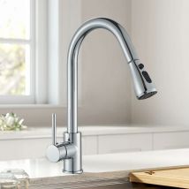 Zamery - Kitchen Sink Taps 360° Swivel Kitchen Faucet Single Handle Single Lever High Arc Kitchen Mixer Tap with Pull Out Sprayer with 2 Modes Spray