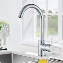 Kitchen Sink Taps Mixer 1 Hole, Single Lever 360¡ã Swivel High Spout for Kitchen Sink with uk Standard Fittings, Chrome