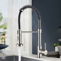 Zamery - Kitchen Tap with Pull Down Lead-Free Spring Kitchen Sink Mixer tap Solid Brass Single Handle Single Hole 360° Swivel Sprayer Mixer Tap Cold