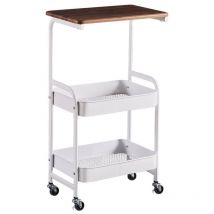 Kitchen Trolley, Mobile Furniture, Kitchen Bathroom Storage with Wheels - White