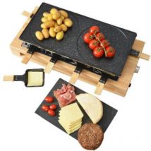 Kitchenchef - Appareil à Raclette Grill Bois 1500W 8pers Grill poêlons anti-adhésifs