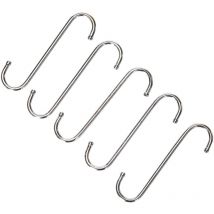 KitchenCraft Confezione da 5 Ganci a Forma di s in Metallo Cromato, 13 cm - Argento
