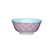 KitchenCraft 16cm Ceramic Bowl Blue and Red Mosaic Style