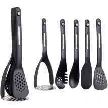 KitchenCraft Masterclass Smart Space Set di Utensili da Cucina Magnetici Impilabili, Silicone, Nero, 9 x 9 x 30 cm, 5 Pezzi