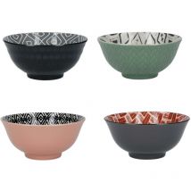 Kitchen Craft - KitchenCraft Set de 4 bols de Cereal de Ceramic in Box de Gift, Bowls for Ice Cream, Soup and Other, Design 'Designed for Life' 15 cm