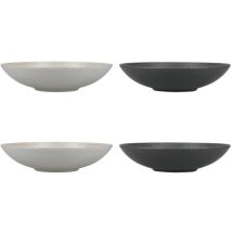 Kitchencraft Set De 4 Nudelschalen De Emailliertes Bleifreies Und Geprägtes Grau/schwarzes Steingut In Box De Geschenk 22cm