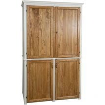 Kitchenette /cuisinette avec équipement. en bois massif de tilleul. finitions : blanc cérusé avec volets finition bois brut. L1