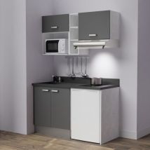 Kochnischen K13L - 140 cm - Grau - Nero - Spüle links