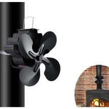 Ventilateur de Poele a Bois,4 Lames Alimenté à la Chaleur Ventilateur Cheminee,pour Poêle à Bois/Cheminée/Gaz/Granulés/Bûches