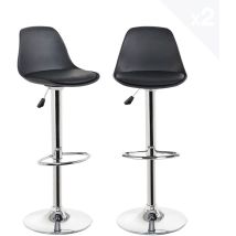 Kitytety Tabourets De Bar Et Cuisine Design Sig - Lot De 2 Chaises De Bar - Hauteur Réglable (noir)