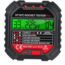 KKmoon Tester di presa GFCI con display di tensione Tester di presa 90-250 V Rilevatore automatico di polarità del circuito elettrico Rilevatore di