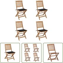 The Living Store Klappbare Gartenstühle 4 Stk. mit Kissen Massivholz Akazie - Gartensessel - Klappstuhl - Holzsessel - Gartenmöbeln - Outdoor Möbel