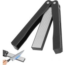 Klappbarer Diamantmesserschärfer Mit Zwei Körnungen (grob/extra Fein, 400/600er Körnung) Für Küche, Garten, Camping Und Outdoor-aktivitäten – Schwarz