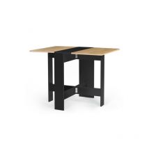Klappbarer Konsolentisch edi 2-4 Personen Holz schwarz Tischplatte in Buchenoptik 103 x 76 cm