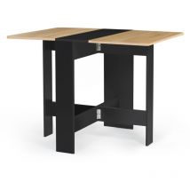 Klappbarer Konsolentisch edi 2-4 Personen Holz schwarz Tischplatte in Buchenoptik 103 x 76 cm