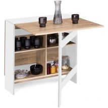 Klappbarer Konsolentisch edi 2-6 Personen mit Ablagefächern Holz weiß Tischplatte in Buchenoptik 150 x 80 cm
