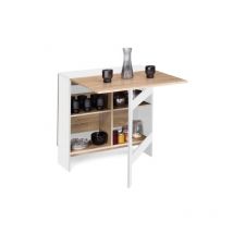Idmarket - Klappbarer Konsolentisch edi 2-6 Personen mit Ablagefächern Holz weiß Tischplatte in Buchenoptik 150 x 80 cm
