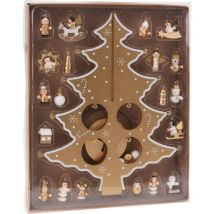 Klappbarer Weihnachtsbaum mit dekorativen Anhängern, Holzdekoration, 26 cm