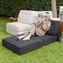 Klappbares Schlafsofa Mit Kissen, Faltbarer Sessel Mit Rückenlehne, Tragbares Einzelschlafsofa Für Wohnzimmer & Büro 190x85cm, Dunkelgrau