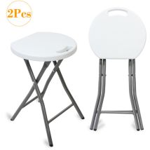 Tabouret Pliant Lot De 2 Avec Poignée Plastique,tabouret De Salle De Bain,tabouret Pliant Extérieur Pour Jardin,camping,tabourets De Salon Pliant