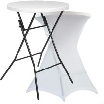 Klappstehtisch und weißer Tischbezug Weiß