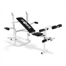 Klarfit - Workout Hero Hantelbank mit Ablage 2x Armcurler 1x Beincurler 160kg weiß