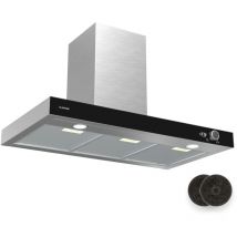 Klarstein - Airnova Dunstabzugshaube - 90 Cm Wandhaube, 620 M³/h Luftstrom, A++ Energieeffizienz, Led 6500 K, Leise 49 Db, Umluft & Abluft, Edelstahl,