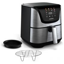 Klarstein AeroVital Deluxe Friteuse Sans Huile – 5,4 L 1700 W, Écran Tactile, 8 Programmes, Antiadhésif, Grille & Plaque Pizza, Cool Touch, Minuterie