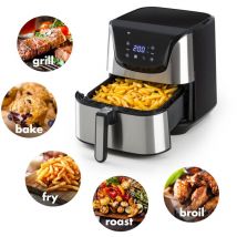Klarstein - Airfryer Friteuse à air chaud multifonction , cuisson saine sans huile , Friteuse électrique, 5,4L ,1700W , Friteuse sans huile, inox
